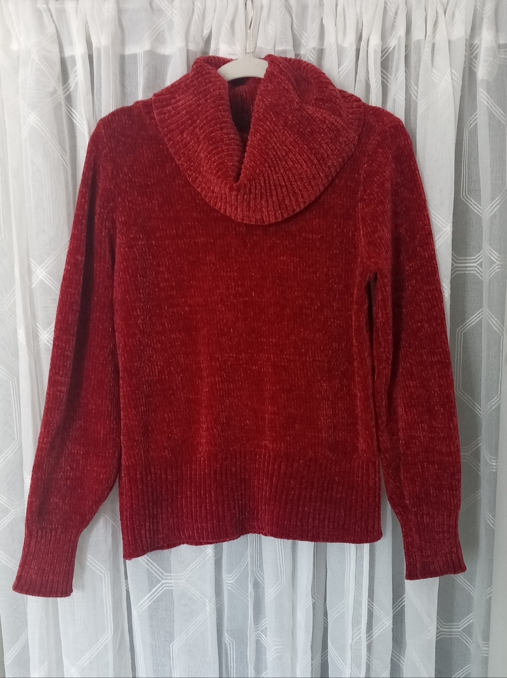 LOFT Rust Red Chenille Cowl Neck Sweater Size M